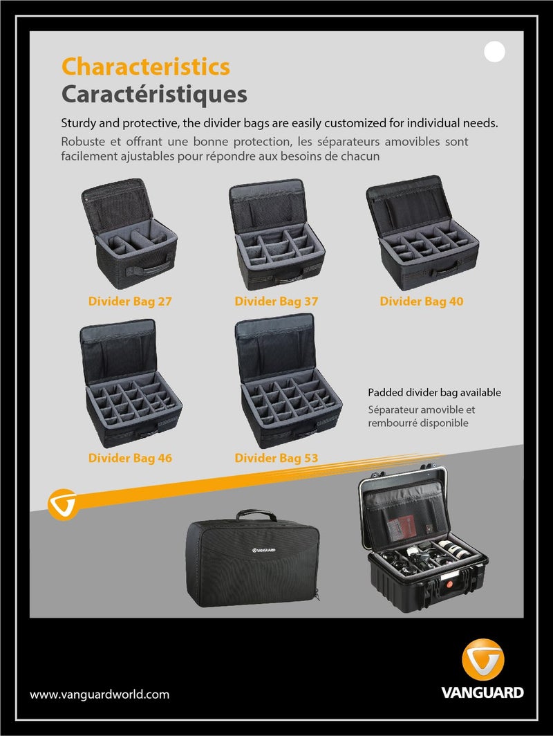 VANGUARD Divider Bag 37 Customizeable Insert/Protection Bag for SLR DSLR Camera, Lenses, Accessories - Image 4